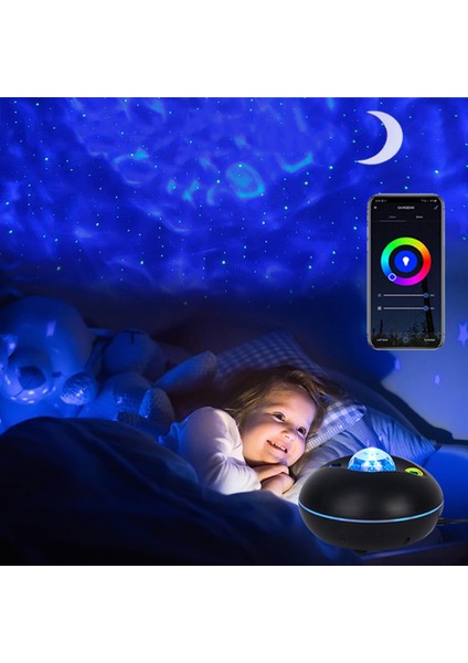 Wifi Galaxy Projektör Işık App Kontrol LED Lamba Ambiyans Yatak Odası Aydınlatma Siyah (Yurt Dışından)