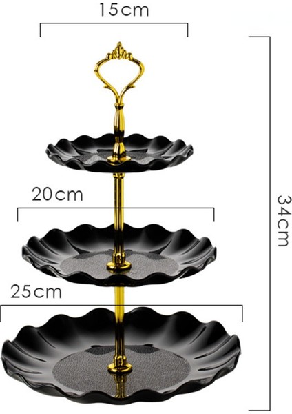 Avrupa Tarzı 3 Katmanlı Şeker, Kek, Meyve Sunum Tabağı (Yurt Dışından)