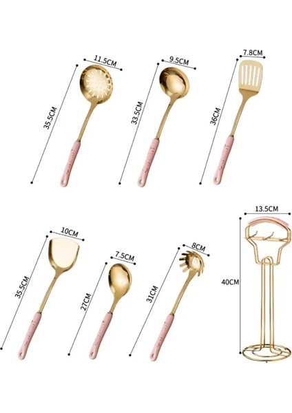 Lüks Mutfak Seti Seramik Paslanmaz Çelik Mutfak Gereçleri 7 Parça Paslanmaz Çelik Yemek Kaşığı Spatula (Yurt Dışından) fiyatları