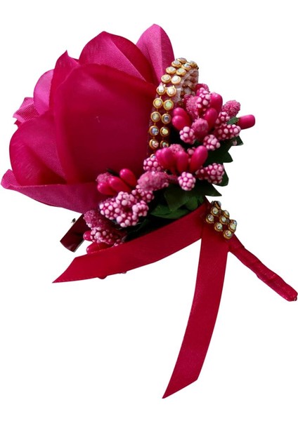 Gelin Nedime Damat Sahte Ipek Gül Çiçek Broş Pin Düğün Dekor Kırmızı Gül Kırmızı (Yurt Dışından) fiyatları