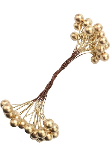 Yapay Köpük Holly Çiçek Inci Çift Kafa Dekorasyon Altın (Yurt Dışından)