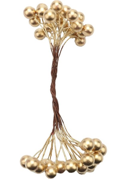 Yapay Köpük Holly Çiçek Inci Çift Kafa Dekorasyon Altın (Yurt Dışından) fiyatları