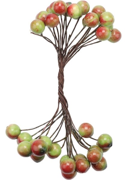 200 Parça Yapay Köpük Holly Berry Çiçek Inci Çift Kafa Dekor Yeşil (Yurt Dışından)