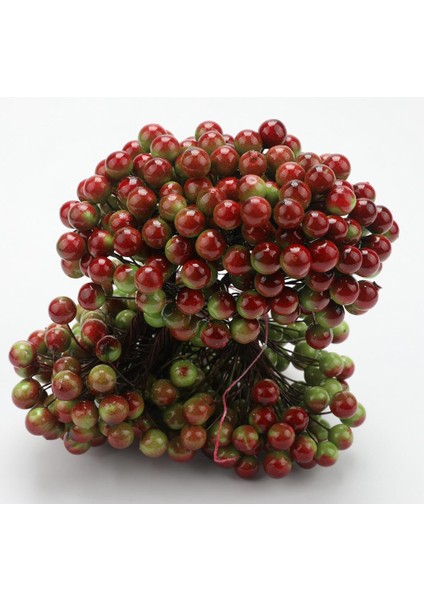 200 Parça Yapay Köpük Holly Berry Çiçek Inci Çift Kafa Dekor Yeşil (Yurt Dışından) modelleri