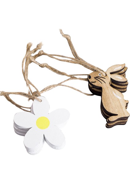 8 Adet Set Paskalya Bunny Tavşan Çiçek Pendents Ahşap Etiketler Asılı Dekorasyon (Yurt Dışından)