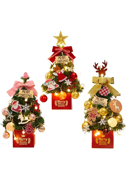Yapay Mini Dekorasyon Kullanımlık Noel Ağacı Işıkları Masaüstü Xmas Red Yay Için (Yurt Dışından)