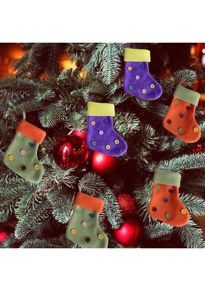 6 Adet Noel Çorap Çorap Şeker Çanta Düğmeleri Dekorasyon Santa Çantası (Yurt Dışından)