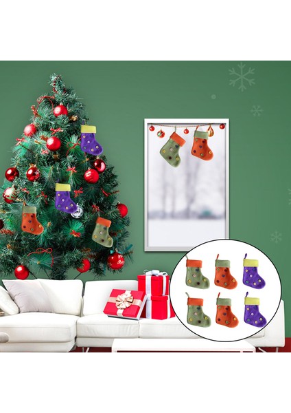 6 Adet Noel Çorap Çorap Şeker Çanta Düğmeleri Dekorasyon Santa Çantası (Yurt Dışından)