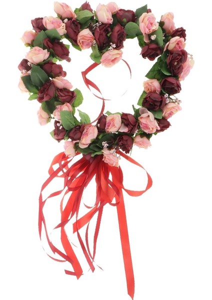 Kalp Şeklinde Çelenk Yapay Çelenk Gül Çelenk Şarap Kırmızı Için Mükemmel Uygun (Yurt Dışından) fiyatları