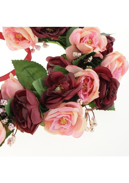 Kalp Şeklinde Çelenk Yapay Çelenk Gül Çelenk Şarap Kırmızı Için Mükemmel Uygun (Yurt Dışından) modelleri