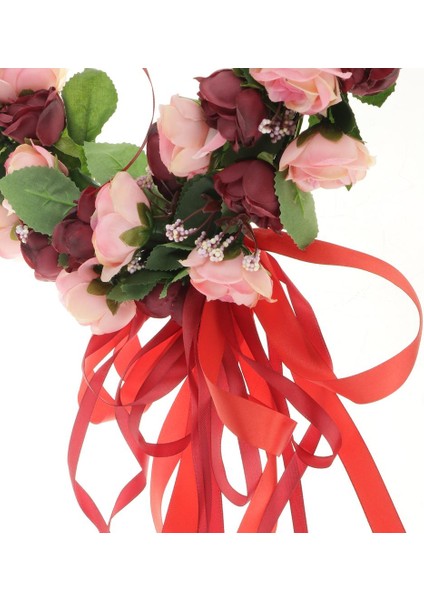 Kalp Şeklinde Çelenk Yapay Çelenk Gül Çelenk Şarap Kırmızı Için Mükemmel Uygun (Yurt Dışından) fırsatları