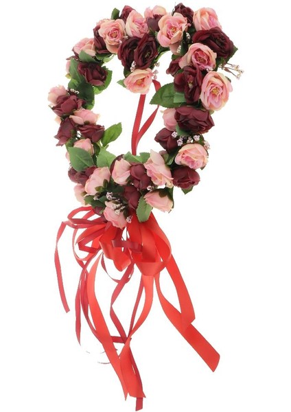 Kalp Şeklinde Çelenk Yapay Çelenk Gül Çelenk Şarap Kırmızı Için Mükemmel Uygun (Yurt Dışından) indirimleri