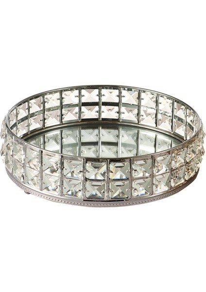 Yansıtılmış Kristal Depolama Tepsisi Süslü Takı Biblo Yatak Odası Dekor Plaka Gümüş (Yurt Dışından)