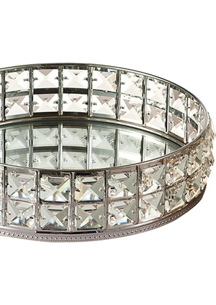 Yansıtılmış Kristal Depolama Tepsisi Süslü Takı Biblo Yatak Odası Dekor Plaka Gümüş (Yurt Dışından) fiyatları