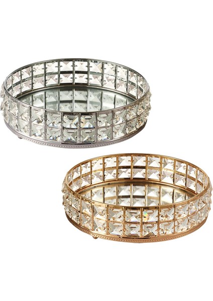 Yansıtılmış Kristal Depolama Tepsisi Süslü Takı Biblo Yatak Odası Dekor Plaka Gümüş (Yurt Dışından) indirimleri