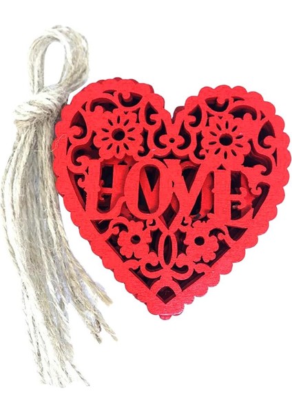 Ahşap Damla El Sanatları Düğün Süsler Kırmızı Kalp Dilimleri ile Örgülü Halat Dıy (Yurt Dışından) fırsatları