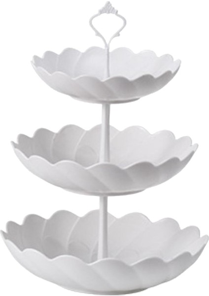3 Tier Kek Standı Avrupa Tarzı Servis Kaseler Tutucu Kule Düğün Dekor Beyaz Çiçek Tipi (Yurt Dışından)