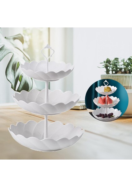 3 Tier Kek Standı Avrupa Tarzı Servis Kaseler Tutucu Kule Düğün Dekor Beyaz Çiçek Tipi (Yurt Dışından) modelleri