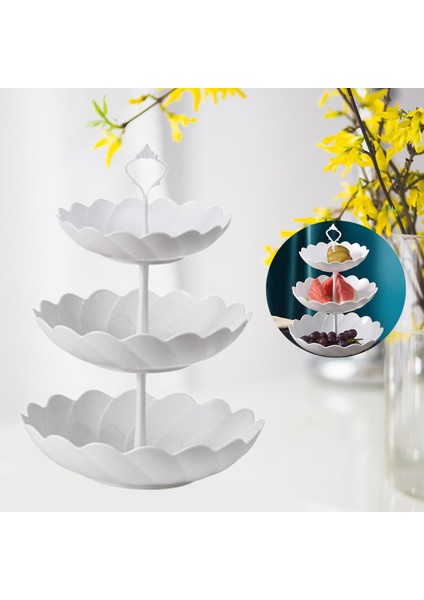 3 Tier Kek Standı Avrupa Tarzı Servis Kaseler Tutucu Kule Düğün Dekor Beyaz Çiçek Tipi (Yurt Dışından) fırsatları
