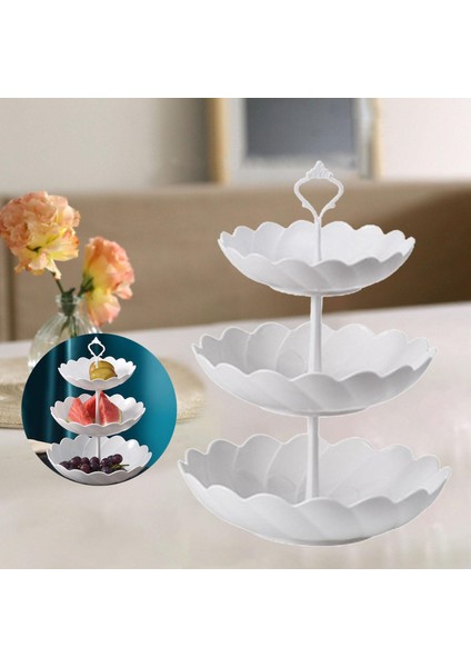 3 Tier Kek Standı Avrupa Tarzı Servis Kaseler Tutucu Kule Düğün Dekor Beyaz Çiçek Tipi (Yurt Dışından) indirimleri