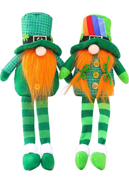 2'li St Patrick's Günü Leprechaun Gnome Peluş El Yapımı Cüceler Ev Dekor (Yurt Dışından)