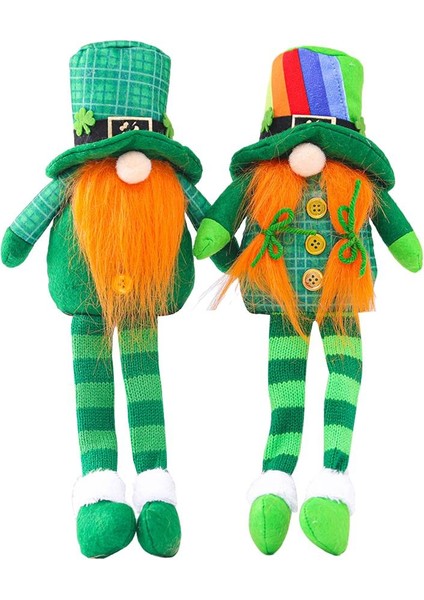 2'li St Patrick's Günü Leprechaun Gnome Peluş El Yapımı Cüceler Ev Dekor (Yurt Dışından)