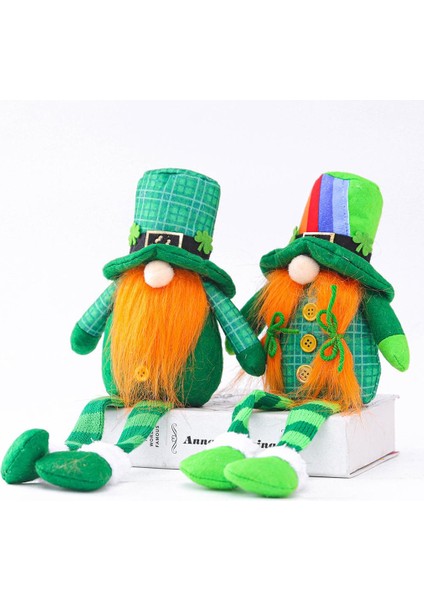 2'li St Patrick's Günü Leprechaun Gnome Peluş El Yapımı Cüceler Ev Dekor (Yurt Dışından)