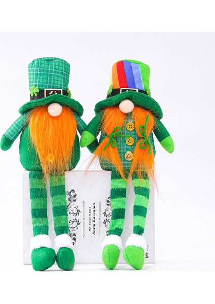 2'li St Patrick's Günü Leprechaun Gnome Peluş El Yapımı Cüceler Ev Dekor (Yurt Dışından)