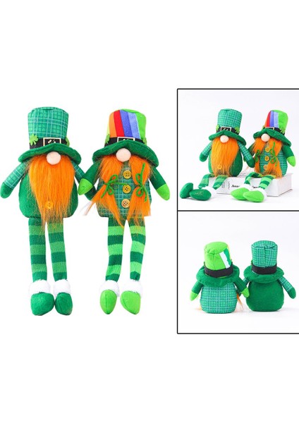 2'li St Patrick's Günü Leprechaun Gnome Peluş El Yapımı Cüceler Ev Dekor (Yurt Dışından)