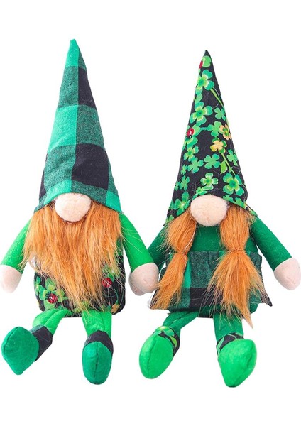 2'li St Patrick Günü Leprechaun Gnome Peluş El Yapımı Cüceler Ev Dekor (Yurt Dışından)