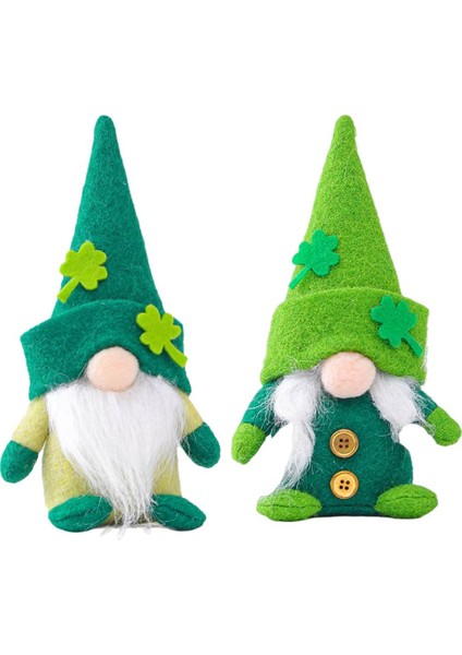 2'li St Patrick Günü Leprechaun Gnome Peluş El Yapımı Cüceler Ev Dekor (Yurt Dışından)