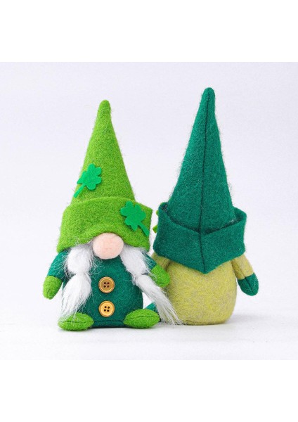 2'li St Patrick Günü Leprechaun Gnome Peluş El Yapımı Cüceler Ev Dekor (Yurt Dışından)