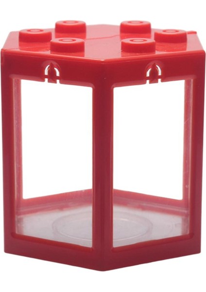 Mini Akvaryum Istiflenebilir Balık Tankı LED Lamba Işık Betta Dövüş Kutusu Kare Kırmızı (Yurt Dışından) fiyatları