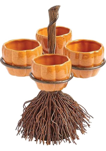 3/4 Bardak Cadılar Bayramı Balkabağı Snack Kase Standı Meyve Tatlılar Tatlı Depolama 4 Kase (Yurt Dışından)