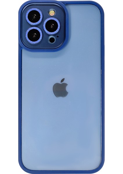 Apple iPhone 13 Pro Uyumlu Taşlı Metal Çerçeve Lens Koruyuculu Arka Koruma