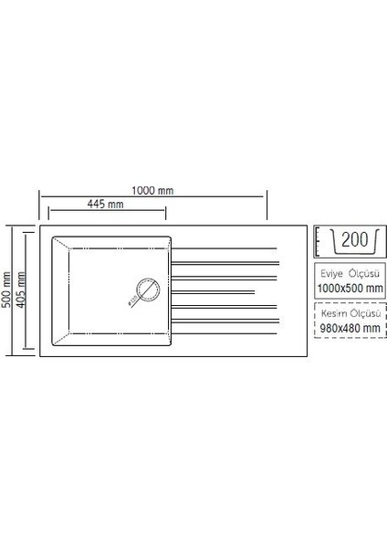 Opal UM-100 Xl Granit Eviye (Graphıte Grey)