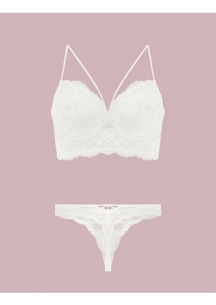 4330 Kadın Desteksiz Sütyen Külot Takım-Ekru fiyatları