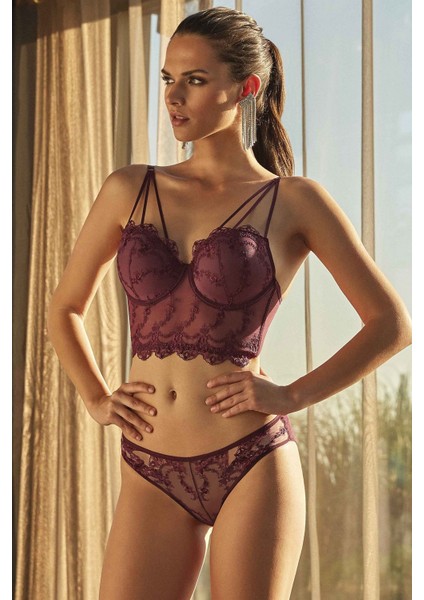 4491 Kadın Destekli Sütyen Külot Takım-Mor fiyatları