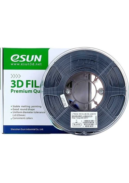 Esun 1.75 mm Gri Petg Filament - Solid Grey