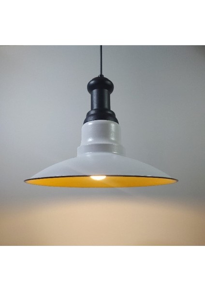 modern,rustik,vintage mutfak,oda,cafe,oteller için beyaz 1xe27 metal sarkıt avize çap:30cm