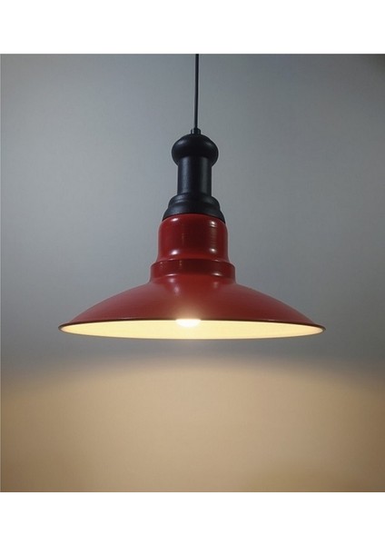 modern,rustik,vintage mutfak,oda,cafe,oteller için kırmızı 1xe27 metal sarkıt avize çap:30cm