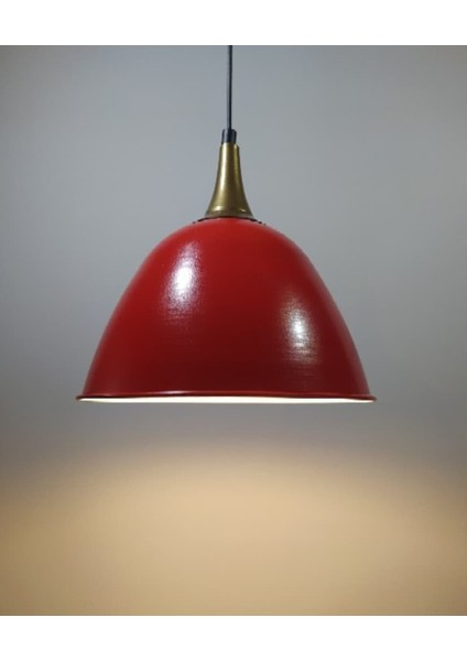 modern,rustik,vintage mutfak,oda,cafe,oteller için kırmızı 1xe27 metal sarkıt avize çap:28cm