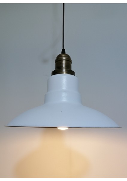 retro,vintage otel,cafe,oda,mutfak için beyaz 1xe27 metal sarkıt avize çap:30cm