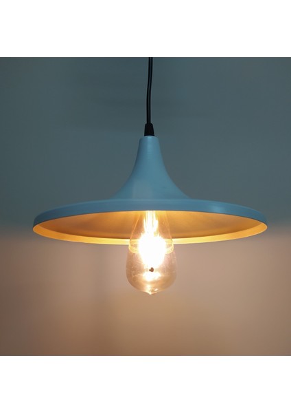 Retro Beyaz Içi Sarı Tekli Metal Sarkıt Avize Çap: 27CM fiyatları