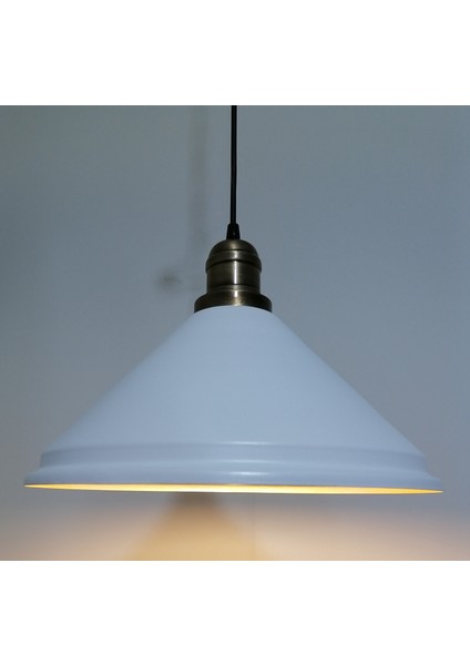 retro,vintage mutfak,oda,cafe,oteller için beyaz 1xe27 metal sarkıt avize çap:33cm