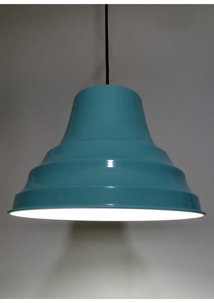 Retro Turkuaz Içi Beyaz Tekli Metal Sarkıt Çap: 27CM