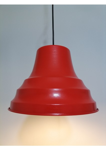 vintage,retro otel,mutfak,oda,cafeler için kırmızı 1xe27 tekli metal sarkıt avize çap:27cm