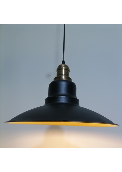 retro,vintage mutfak,oda,cafe,oteller için siyah 1xe27 metal sarkıt avize çap:37cm