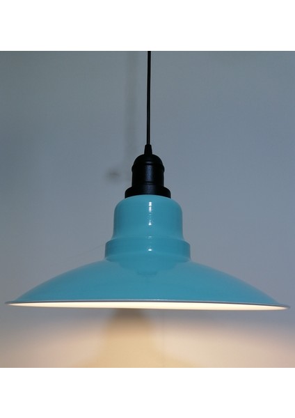 retro,vintage mutfak,oda,cafe,oteller için turkuaz 1xe27 metal sarkıt avize çap:37cm
