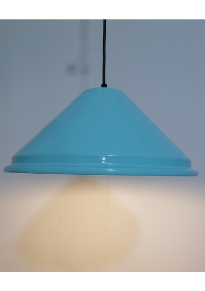 retro,vintage,modern mutfak,oda,cafe,oteller için turkuaz 1xe27 metal sarkıt avize çap:33cm